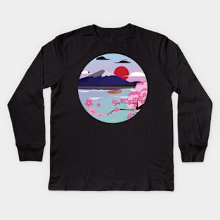 Mount Fuji sakura Kids Long Sleeve T-Shirt